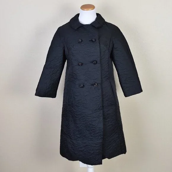 Vintage 50s Swing Coat Jacket Black - S - Picture 1 of 9